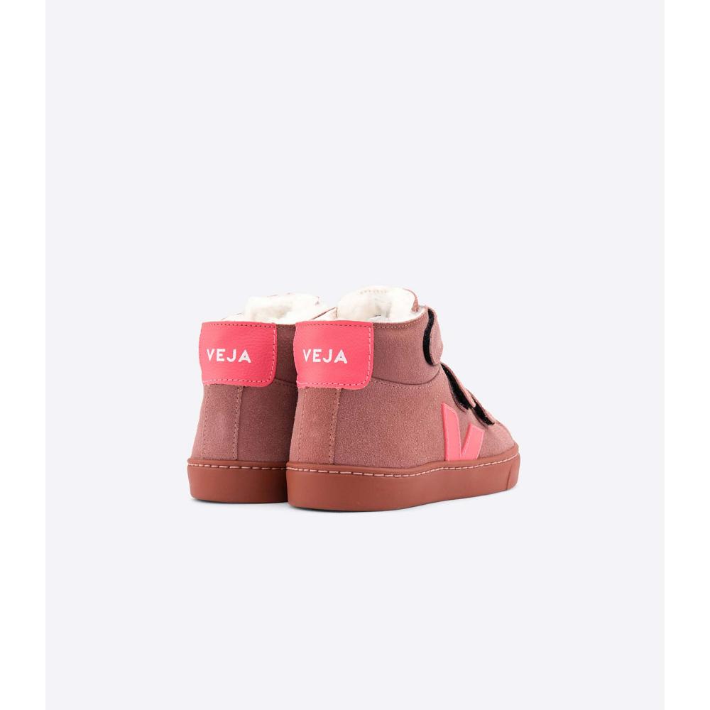 Kids' Veja ESPLAR MID FURED SUEDE High Tops Red | SG 699HAP